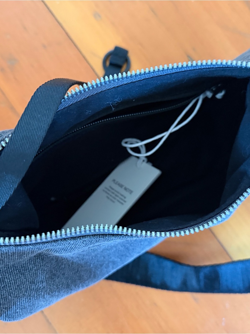 Baggu small Denim Crescent Bag in Washed Black Denim - Picture 3 of 3